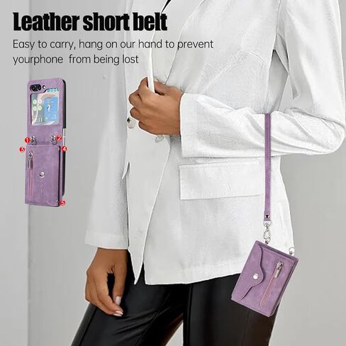 ASUWISH PHONE CASE لـ SAMSUNG GALAXY Z Flip 6 5G 2024 غطاء محفظة مع الكتف Crossbody Strap Lanyard Slot Slot Slut in Saudi Arabia