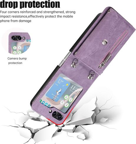 ASUWISH PHONE CASE لـ SAMSUNG GALAXY Z Flip 6 5G 2024 غطاء محفظة مع الكتف Crossbody Strap Lanyard Slot Slot Slut in Saudi Arabia