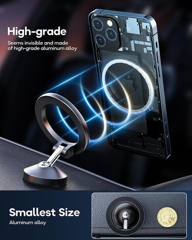 for MagSafe Car Mount, 360° Rotating Full Metal Strong Magnetic Phone Holder for Car Dashboard, iPhone Car Holder Mount Compatible iPhone 15 Pro Max 14 13,Samsung All Mag Safe Phones in Saudi Arabia