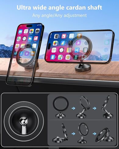 for MagSafe Car Mount, 360° Rotating Full Metal Strong Magnetic Phone Holder for Car Dashboard, iPhone Car Holder Mount Compatible iPhone 15 Pro Max 14 13,Samsung All Mag Safe Phones in Saudi Arabia