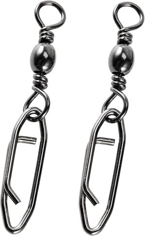 Atibin Saltwater Freshwater Snap Swivels Stainless Heavy Steel Fishing Clips Swivel Barrel Clip Fishing Snaps Rolling Speed Change Black Nickel in Kuwait