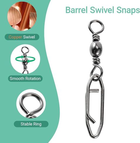 Atibin Saltwater Freshwater Snap Swivels Stainless Heavy Steel Fishing Clips Swivel Barrel Clip Fishing Snaps Rolling Speed Change Black Nickel in Kuwait