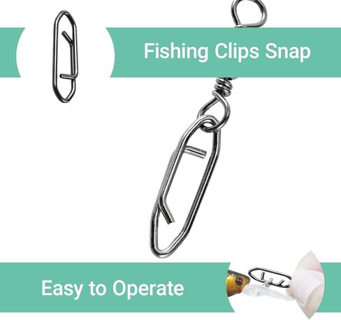Atibin Saltwater Freshwater Snap Swivels Stainless Heavy Steel Fishing Clips Swivel Barrel Clip Fishing Snaps Rolling Speed Change Black Nickel in Kuwait