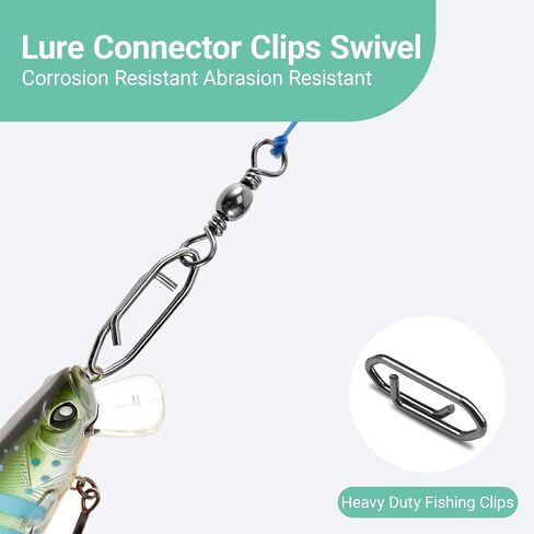 Atibin Saltwater Freshwater Snap Swivels Stainless Heavy Steel Fishing Clips Swivel Barrel Clip Fishing Snaps Rolling Speed Change Black Nickel in Kuwait