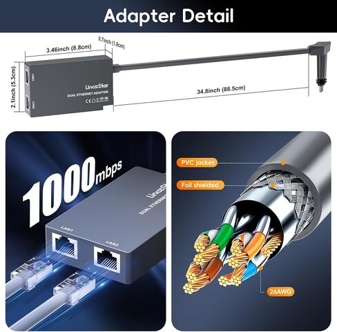 محول Starlink Ethernet للجيل الثاني من Starlink Standard، طبق RJ45 أنثى إلى محول ذكر لجهاز التوجيه لطبق Starlink المستطيل بالإنترنت عبر الأقمار الصناعية V2 اتصال شبكة سريع ومستقر in Saudi Arabia