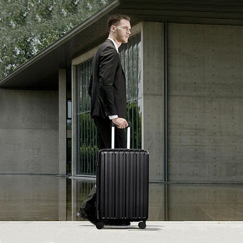 مجموعات حقائب الأمتعة من SHOWKOO مكونة من 3 قطع 100% من أجهزة الكمبيوتر الشخصية شديدة القوة وقابلة للتوسيع مع عجلات دوارة مزدوجة بقفل TSA (20 بوصة/24 بوصة/28 بوصة، أزرق) in Kuwait