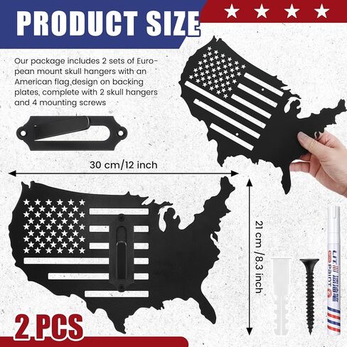 2 مجموعة غزلان جمجمة جبل العلم جمجمة الجبل شماعات أوروبية الغزلان شماعات مجموعة USA Decor Decor Displing Display Rack للزوج الأب Hunter (نمط الخريطة ، 11.8 × 8.3 بوصة) in Kuwait