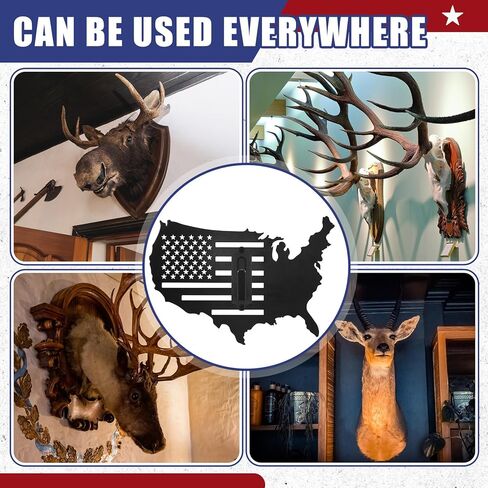 2 مجموعة غزلان جمجمة جبل العلم جمجمة الجبل شماعات أوروبية الغزلان شماعات مجموعة USA Decor Decor Displing Display Rack للزوج الأب Hunter (نمط الخريطة ، 11.8 × 8.3 بوصة) in Kuwait