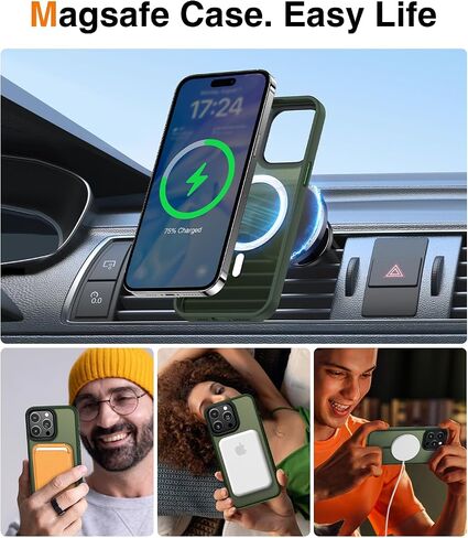 Meifigno Magic Mag Series Designed for iPhone 15 Pro Max Case, [Military Grade Protection & Compatible with MagSafe], Translucent Matte Back with Aluminum Alloy Keys, for iPhone 15 Pro Max 6.7", Black in Saudi Arabia