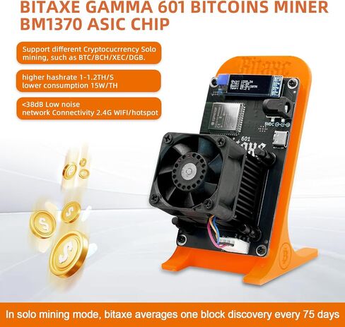 Bitcoins Miner 1.2TH/S Bitaxe Gamma 601 Solo Miner BM1370 Asic Chip 15W/TH BTC Lottery Crypto Miner with Open-Source System Cryptocurrency Asic Bitcoins Mining Machine Micro Silent Home Use in Kuwait