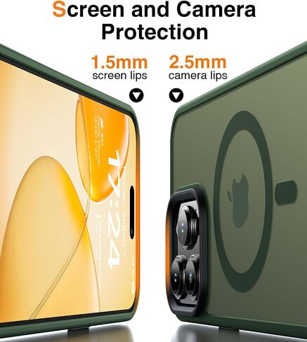 Meifigno Magic Mag Series Designed for iPhone 15 Pro Max Case, [Military Grade Protection & Compatible with MagSafe], Translucent Matte Back with Aluminum Alloy Keys, for iPhone 15 Pro Max 6.7", Black in Saudi Arabia