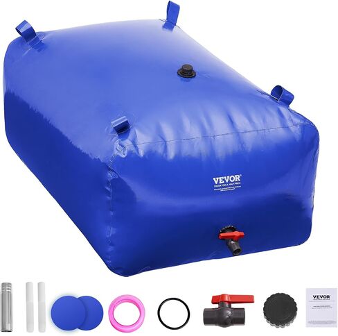 Vevor 400L/105.7Gallon تخزين المياه المثانة ، خزان RV ، حاوية 1000D PVC الأزرق القابل للطي ، حقيبة ناعمة كبيرة السعة ، المثانة المحمولة للوقاية من الحرائق ، التخييم in Kuwait