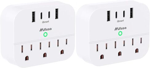 Cruise Power Strip with Foldable Plug, Outlet Extender 2 USB A 2 USB C Ports, Cruise Ship Essentials No Surge Protector, Multi Plug Wall Outlet, 2 Prong to 3 Prong Outlet Adapter, Japan Plug Adapter in Saudi Arabia
