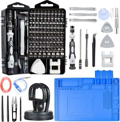 Precision Screwdriver Set, Electronics Repair Tool Kit with Anti Static Mat, ESD Wristband,Fast Home Multi-Types Drivers for Phone, Computer, Laptop (Black) in Kuwait