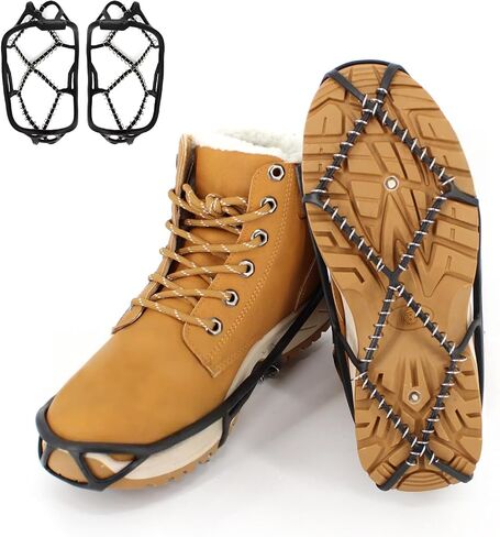 Ice Snow Traction Cleats Crampons, 28 Teeth Snow Spikes for Shoes and Boots, Rubber Anti Slip Ice Snow Grippers, Ice Cleats for Walking On Snow and Ice, Hiking, Climbing in Saudi Arabia