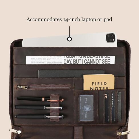 Genuine Leather Padfolio,11"×14" Padfolio Organizer with Zipper,Professioal Business Portfolio Padfolio for Men and Women,Personalized Engraved Padfolio in Kuwait