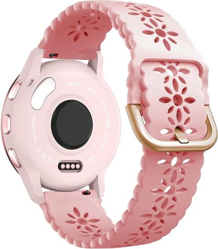Lace Silicone Bands Compatible for Garmin Venu 3S/Vivoactive 4S/Venu 2S/Vivomove 3S, 18mm Quick Release Soft Silicone Breathable Strap for Garmin Forerunner 255s/Forerunner 265s Women in Kuwait