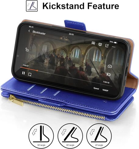Antsturdy Compatible with Google Pixel 7 Pro Wallet Case [RFID Blocking] [Zipper Poket] PU Leather Flip Book Protective Cover with Slots Magnetic Clasp Credit Card Holder Kickstand Men Women(Purple) in Saudi Arabia