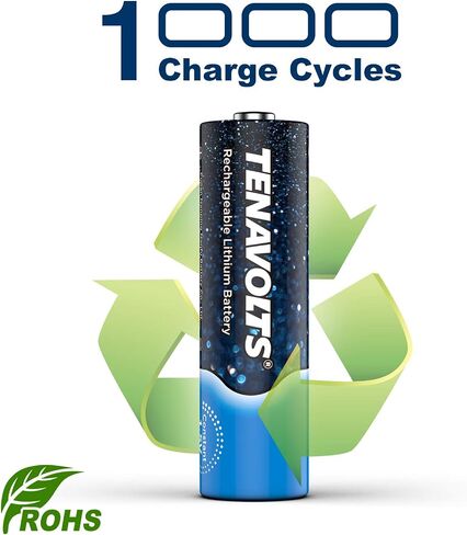 بطارية Tenavolts 1.5v AAA الليثيوم القابلة لإعادة الشحن ، شحن سريع 1.8 ساعة ، شاحن USB ، إخراج ثابت عند 1.5 فولت ، 1110 ميجاوات ، 4 تعداد مع شاحن in Saudi Arabia