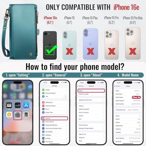 Defencase for iPhone 16E Case Wallet مع فتحات حامل بطاقة RFID للنساء للنساء ، والجلد الأنيق من الجلد المغناطيسي ، فليب ، حزام ، حزام ، حزام ، حزام ، For iPhone 16e 2025 ، Pink in Kuwait