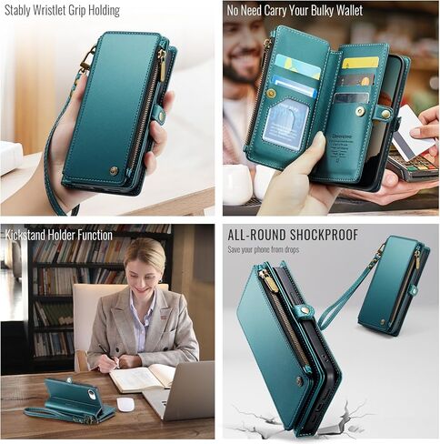 Defencase for iPhone 16E Case Wallet مع فتحات حامل بطاقة RFID للنساء للنساء ، والجلد الأنيق من الجلد المغناطيسي ، فليب ، حزام ، حزام ، حزام ، حزام ، For iPhone 16e 2025 ، Pink in Kuwait