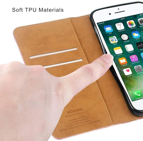 HOOMIL for iPhone SE 3rd Gen/2nd Gen/7/8 Wallet Case, PU Leather Flip Folio Case with Card Holder and Stand Feature, Shockproof Phone Cover (Black) in Saudi Arabia