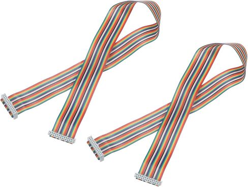 MECCANIXITY IDC Rainbow Wire Flat Ribbon Cable 2.54mm Pitch 20 Pin Connection Line FC Dual Female Gray Connector for DIY Experiment 3.3 Ft Length 2 Pcs in Kuwait