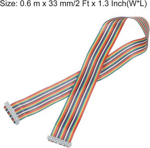 MECCANIXITY IDC Rainbow Wire Flat Ribbon Cable 2.54mm Pitch 20 Pin Connection Line FC Dual Female Gray Connector for DIY Experiment 3.3 Ft Length 2 Pcs in Kuwait