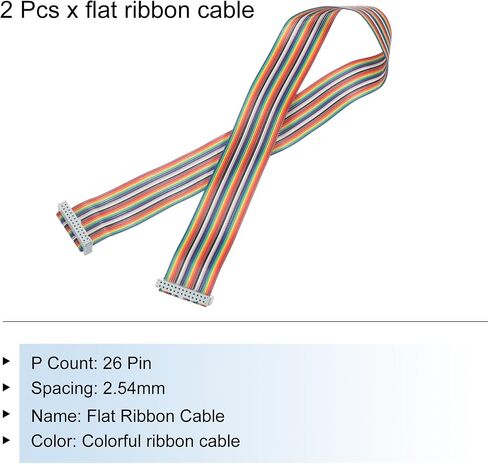 MECCANIXITY IDC Rainbow Wire Flat Ribbon Cable 2.54mm Pitch 20 Pin Connection Line FC Dual Female Gray Connector for DIY Experiment 3.3 Ft Length 2 Pcs in Kuwait