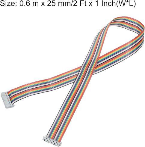 MECCANIXITY IDC Rainbow Wire Flat Ribbon Cable 2.54mm Pitch 20 Pin Connection Line FC Dual Female Gray Connector for DIY Experiment 3.3 Ft Length 2 Pcs in Kuwait