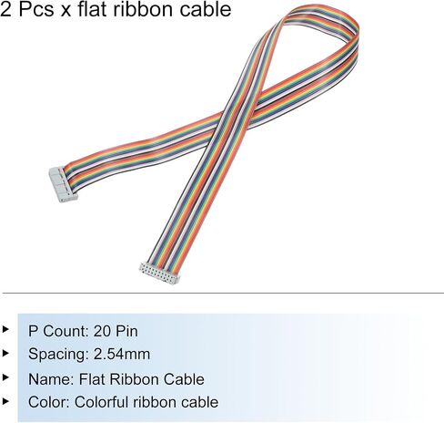 MECCANIXITY IDC Rainbow Wire Flat Ribbon Cable 2.54mm Pitch 20 Pin Connection Line FC Dual Female Gray Connector for DIY Experiment 3.3 Ft Length 2 Pcs in Kuwait