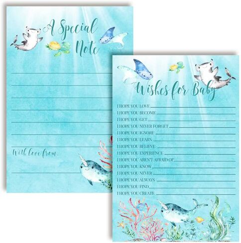 Little Hatchling Cute Sea Turtle Sea Life Baby Wishes Cards 20, 4"x6" - Great Keepsake and Fun Activity for Baby Showers - Wishes for Baby Keepsakes Last Generations - Fill-In, Double-Sided Cards in Saudi Arabia