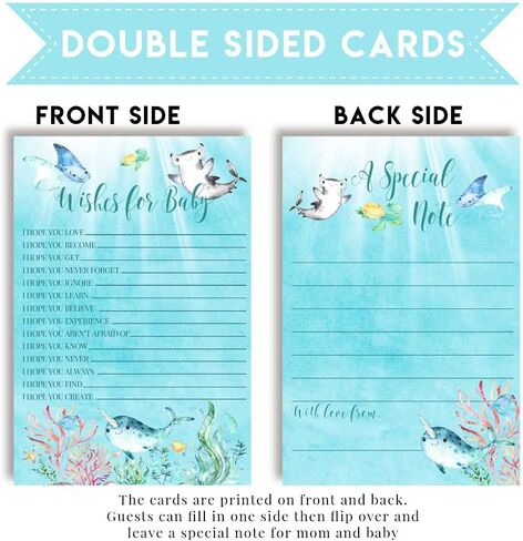 Little Hatchling Cute Sea Turtle Sea Life Baby Wishes Cards 20, 4"x6" - Great Keepsake and Fun Activity for Baby Showers - Wishes for Baby Keepsakes Last Generations - Fill-In, Double-Sided Cards in Saudi Arabia