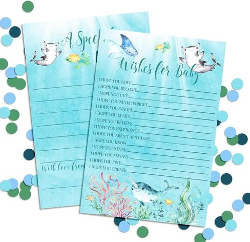 Little Hatchling Cute Sea Turtle Sea Life Baby Wishes Cards 20, 4"x6" - Great Keepsake and Fun Activity for Baby Showers - Wishes for Baby Keepsakes Last Generations - Fill-In, Double-Sided Cards in Saudi Arabia