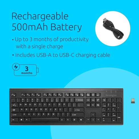 Kensington MY230 EQ Wireless Rechargeable Mouse, Ambidextrous Design, Quiet-Click, 2.4GHz, Bluetooth 5.0, Black (K75303NA) in Saudi Arabia