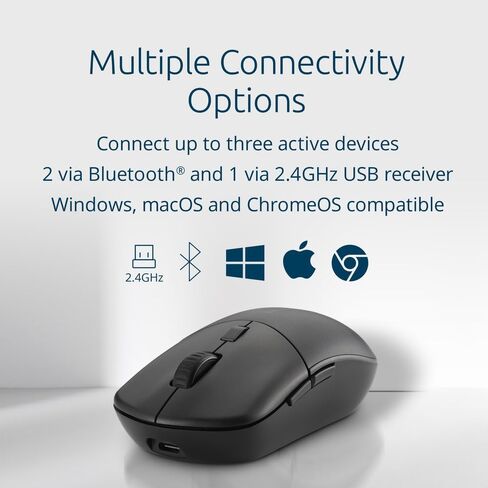 Kensington MY230 EQ Wireless Rechargeable Mouse, Ambidextrous Design, Quiet-Click, 2.4GHz, Bluetooth 5.0, Black (K75303NA) in Saudi Arabia