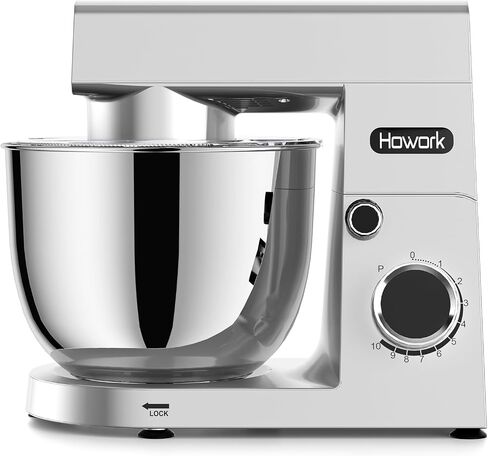 HOWORK Stand Mixer,10+p Speeds With 5.5QT Stainless Steel Bowl,Dough Hook, Wire Whip & Beater,for Most Home Cooks,Silver in Saudi Arabia
