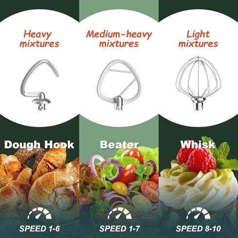 HOWORK Stand Mixer,10+p Speeds With 5.5QT Stainless Steel Bowl,Dough Hook, Wire Whip & Beater,for Most Home Cooks,Silver in Saudi Arabia