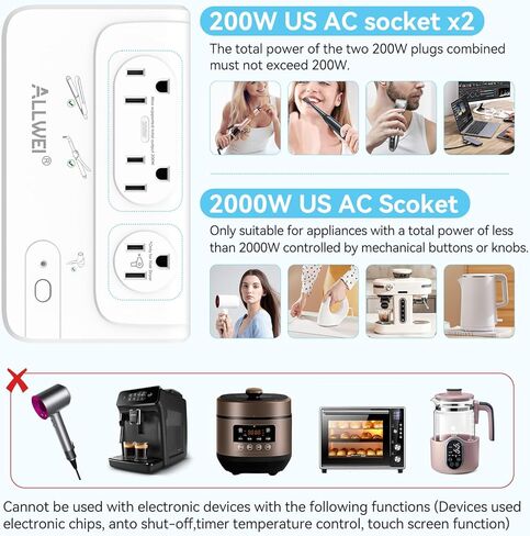 ALLWEI 220V to 110V Travel Voltage Converter us to Europe, Step Down Converter for Hair Straightener/Curling Iron, International Power Adapter for EU/UK/AU/US (White) in Saudi Arabia