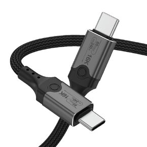 80Gbps Thunderbolt 5 Cable [Braided], 240W Fast Charging, 16K/ Dual 8K 60Hz, 4K 540Hz/240Hz, USB 4 Type C Monitor Video Display Cable 6.6FT, for Thunderbolt 4/5, MacBook, iPhone 16/15 Pro