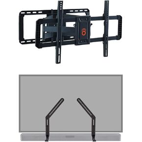 ECHOGEAR Full Motion TV Wall Mount & Sound Bar Mounting Bracket - for Big TVs Up to 90" - Height Adjustable Soundbar Mount