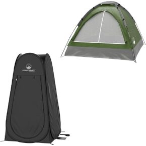 Wakeman Tents 2-Person Tent with Removable Rain Fly and Carry Bag - Includes Pop-Up Privacy Tent, Dressing Room, or Portable Shower - Camping Gear by Wakeman