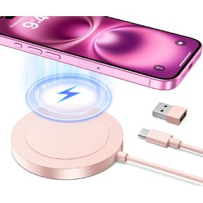 Bohuma Magnetic Wireless iPhone Charge Compatible with MagSafe Charger - iPhone 16 15 14 Pro Max Plus 13 12 Pro Max & AirPods - Charging Pad Dock for Travel Home Office