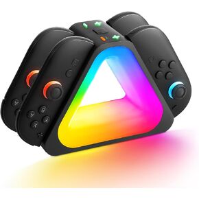 Charging Dock for Switch2 Joy-Cons Controllers,4-Port Charger Station with LED Indicators,Fast Charging for Nintedos Switch2 Joy-Cons with Charging Cable