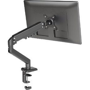 Claiks Single Monitor Mount, Ergonomic Gas Spring Monitor Arm for 15-32 inch Screens, Adjustable Computer Stand up to 20 lbs, with Clamp and Grommet Base, VESA Mounting Holes 75&100mm, Black