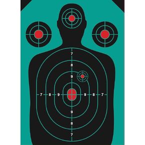 50 Pack Paper Shooting Target Silhouette Bundle - Classic Black & White - 17"x25" (Front and Back) - Indoor & Outdoor