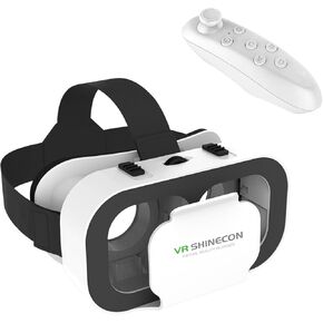 VR Headset for Cellphone, Virtual Reality 3D Glasses Headset, with Controller, with iPhone or Android Compatible 4.7-6.5 inch,for Movies & Mobile Games