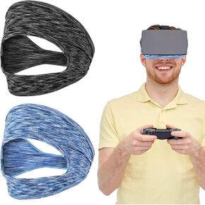 2 Pcs VR Eye Mask Adjustable VR Sweat Band Breathable Eye Face Cover Comfortable VR Eye Mask Cover Face Dry Cool VR Sweat Band Breathable Sweat Mask for Any Head Size Most VR Devices Accessories