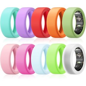 غطاء السيليكون لخاتم أورا رينز 4/GEN 3/Ultrahuman Ring/Samsung Galaxy Ring ، غطاء مرن رفيع الناعم ، شحنة لاسلكية مع حالة ON ، ومكافحة الخدش وإسقاط الحامي للرجال والنساء في صالة الألعاب الرياضية (CLEAR/Black // Blue/Light Blue ، S)