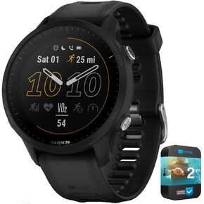 Garmin 010-02638-00 Forerunner 955 Solar GPS Smartwatch Black Bundle with 2 YR CPS Enhanced Protection Pack
